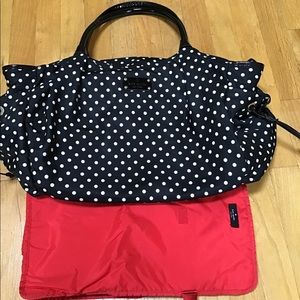 Kate Spade Black Polka Dot Diaper Bag/tote w/mat